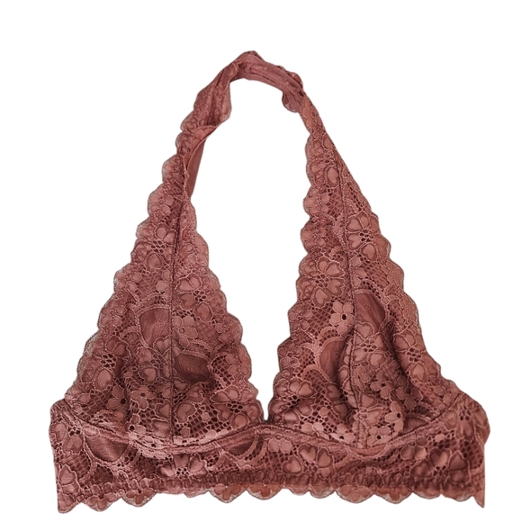 Free People Other - Intimately Free People Galloon Lace Halter Bralette Mauve Pink Bra Small